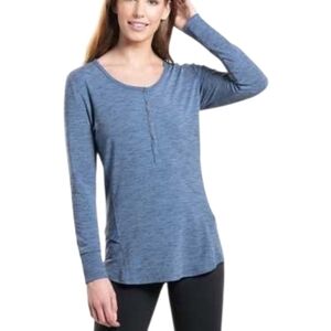 KUHL Svenna Henley Shirt Womens Navy Blue Long Sleeve Waffle Performance Medium